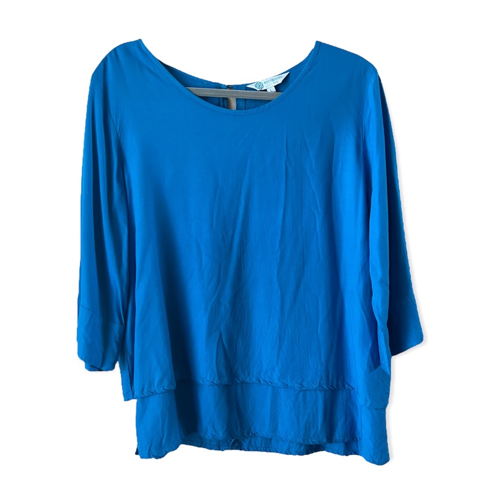 Escapada Living Blue 3/4 Sleeve Layered Blouse size L